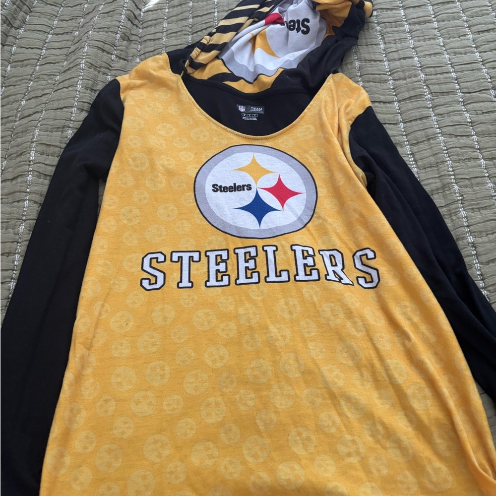 NFL Steelers Women's Long Sleeve Tee - Yellow and Black